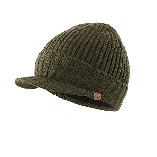 Magracy Herren Winter Knit Visor Hat Outdoor Dicke Schirmmütze Beanie Mütze Gr. Einheitsgröße, Army Green von Magracy