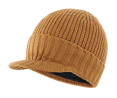 Magracy Herren Winter Knit Visor Hat Outdoor Dicke Schirmmütze Beanie Mütze Gr. Einheitsgröße, camel von Magracy