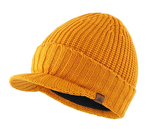 Magracy Herren Winter Knit Visor Hat Outdoor Dicke Schirmmütze Beanie Mütze Gr. Einheitsgröße, gelb von Magracy