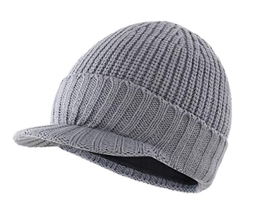 Magracy Herren Winter Knit Visor Hat Outdoor Dicke Schirmmütze Beanie Mütze Gr. Einheitsgröße, hellgrau von Magracy