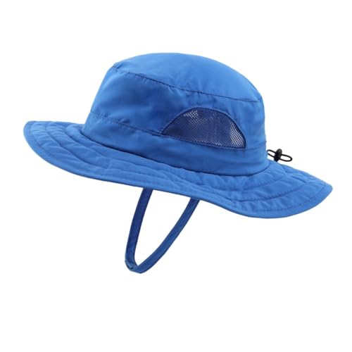 Magracy Kinder-Adventure-Netz-Sonnenhut breite Krempe UPF 50+ Strandhut verstellbar für Jungen und Mädchen Eimerhut Kinnriemen Blau von Magracy