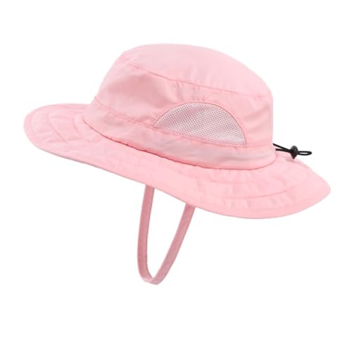 Magracy Kinder-Adventure-Netz-Sonnenhut breite Krempe UPF 50+ Strandhut verstellbar für Jungen und Mädchen Eimerhut Kinnriemen Rosa von Magracy