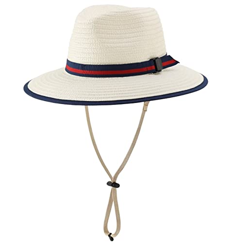 Magracy Kinder Jungen Strohhut mit breiter Krempe, Sommer-Sonnenschutzhut, Faltbarer Fedora-Strandhut, XXL, Weiß von Magracy