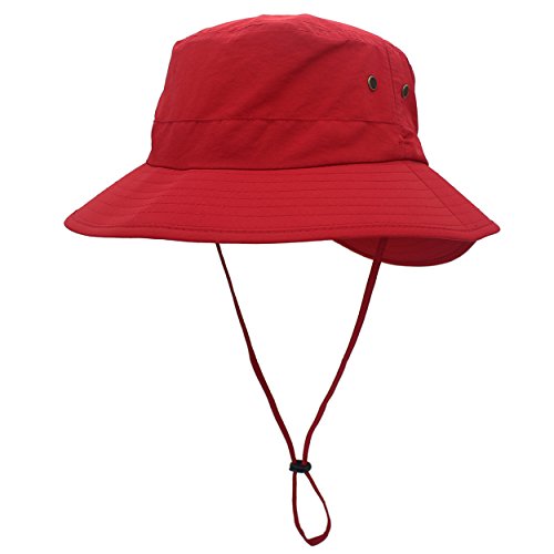 Magracy Unisex Damen Sonnenhut UPF 50+ Sommer Breiter Krempe Eimer-Hut für Frauen Safari-Hüte Fischerhut Rot von Magracy