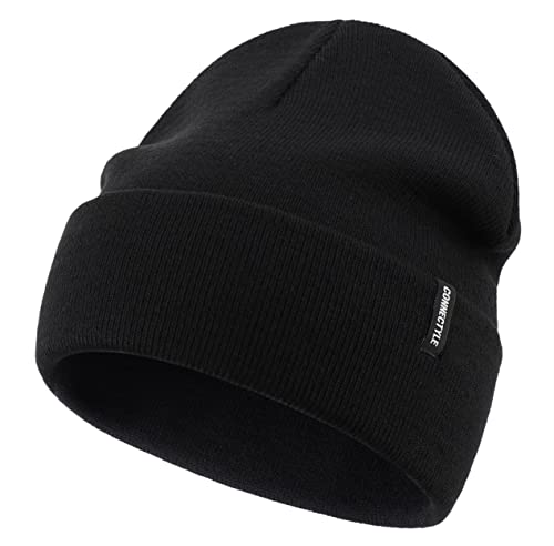 Magracy Unisex Herren Strickmütze Stretchy Bündchen Beanie Mütze Damen Winter Totenkopf Mütze, Schwarz , Einheitsgröße von Magracy