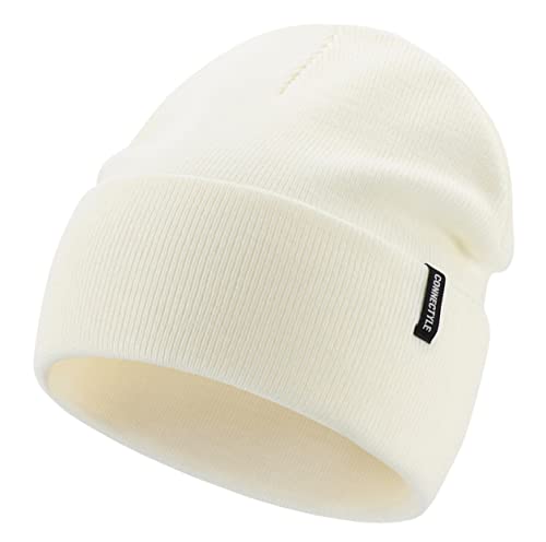 Magracy Unisex Herren Strickmütze Stretchy Bündchen Beanie Mütze Damen Winter Totenkopf Mütze, beige, Einheitsgröße von Magracy