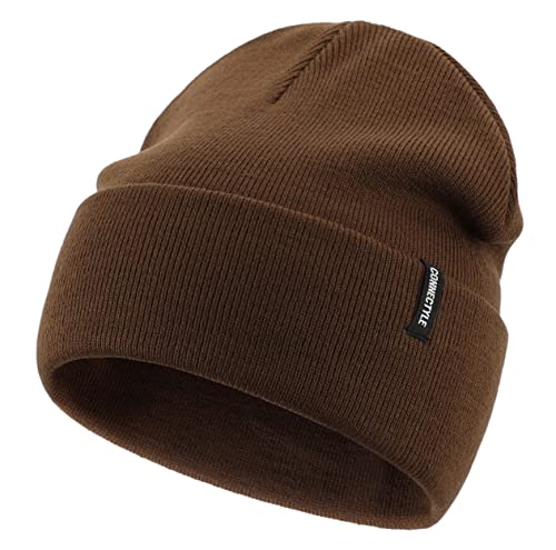 Magracy Unisex Herren Strickmütze Stretchy Bündchen Beanie Mütze Damen Winter Totenkopf Mütze, coffee, Einheitsgröße von Magracy