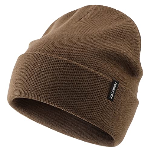 Magracy Unisex Herren Strickmütze Stretchy Bündchen Beanie Mütze Damen Winter Totenkopf Mütze, helles kaffebraun, Einheitsgröße von Magracy