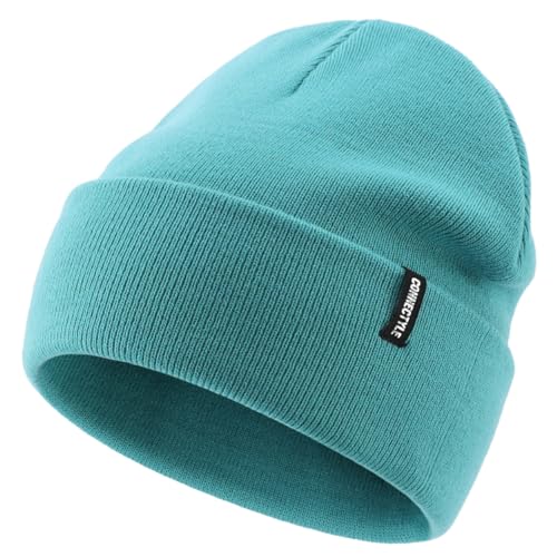 Magracy Unisex Herren Strickmütze Stretchy Cuffed Beanie Hat Damen Winter Skull Cap, seeblau, Einheitsgröße von Magracy