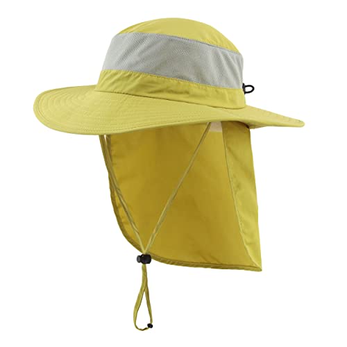 Magracy Unisex Outdoor-Sonnenhut mit breiter Krempe Mesh UPF50+ Safari-Hüte mit Nackenklappe Angelhüte, Kelly von Magracy