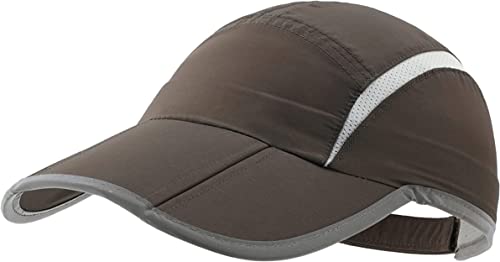 Magracy Unisex Schnell trocknende Sportmütze Sommer Faltbare Laufmütze mit reflektierendem Krempe Outdoor atmungsaktivem Netz-Hut, Armee-grün von Magracy