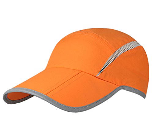 Magracy Unisex Schnell trocknende Sportmütze Sommer Faltbare Laufmütze mit reflektierendem Krempe Outdoor atmungsaktivem Netz-Hut, Orange von Magracy