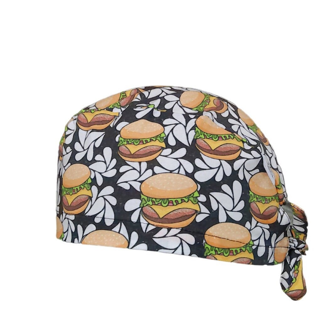 Burger-Baumwollmütze Mit „Hamburger"-Muster. Koch-, Koch - Oder Op-Mütze. Für Langes Haar, Kurzes Haar Und Euro von MagsCaps
