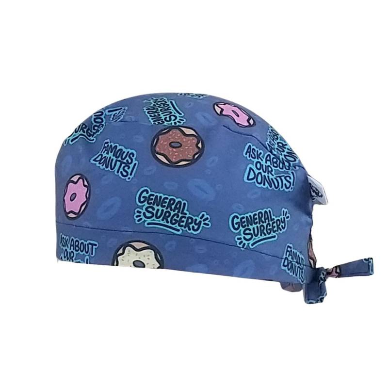 Op-Haube, Op-Haube Für Allgemeine Operationen, Kleines Donut-Design, Blauer Hintergrund. 3 Größen Zur Auswahl, Klassisch Geschnittenes Oder Langes von MagsCaps
