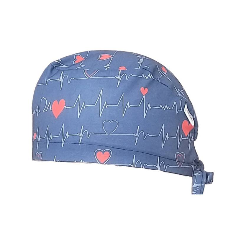 Scrub Cap Calot Elektrokardiogramm Block Baumwolle 2 Größen, Kurzes Oder Langes Haar, Cap, Op-Haube von MagsCaps