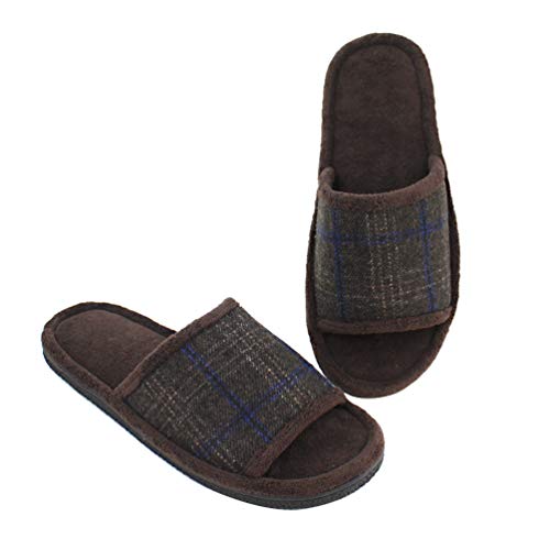 Magtoe Herren-Hausschuhe mit offenem Zehenbereich, Memory-Schaum, bequem, für drinnen und draußen, Braun, 13-14 von Magtoe