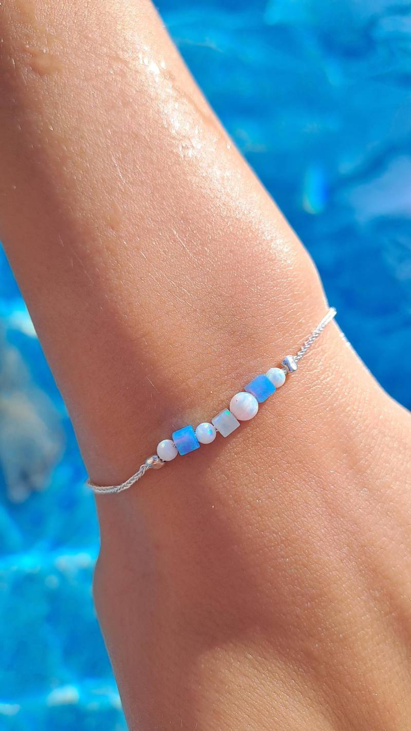 Schmuck Silber 925 Opal Rhodiniert Hochzeit Verlobung Geschenk Beste Freundin Armband Set Möglich Handgemachtes Schmuckstück Schmuckstein von MahaloOpal