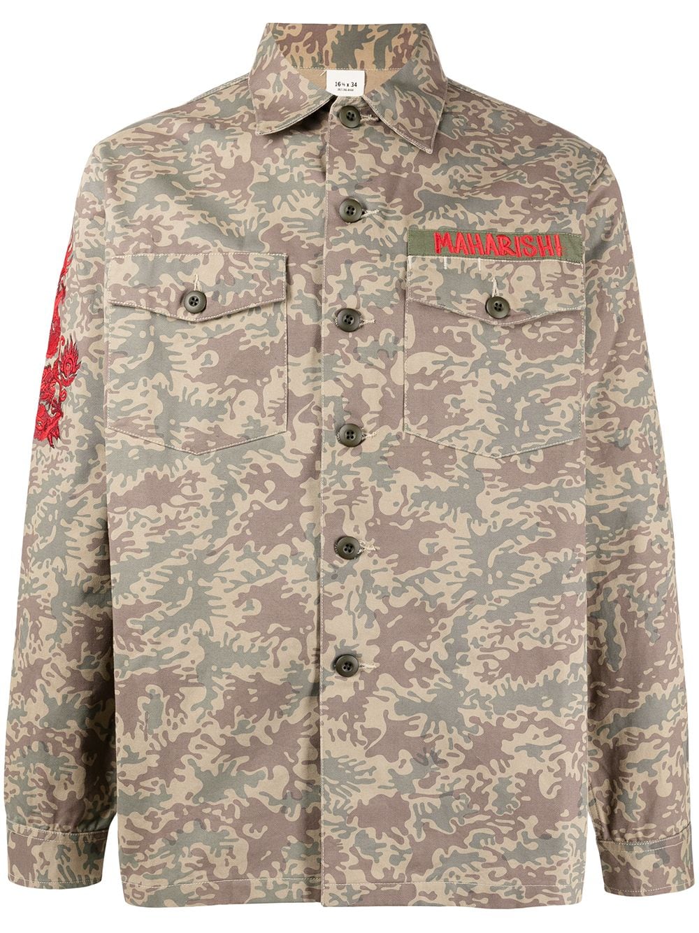 Maharishi Besticktes Camo Dragon Hemd - Braun von Maharishi