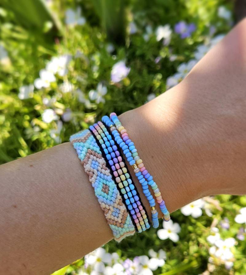 Sets Boho Surfer Strand Geknüpftes Armband + Gewebtes Perlenarmband Langes von Mahjalo
