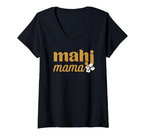 Damen Mahjong Player Mahj Mama Legespiel T-Shirt mit V-Ausschnitt Damen Mahjong Player Mahj Mama Legespiel T-Shirt mit V-Ausschnitt von Mahjong Club