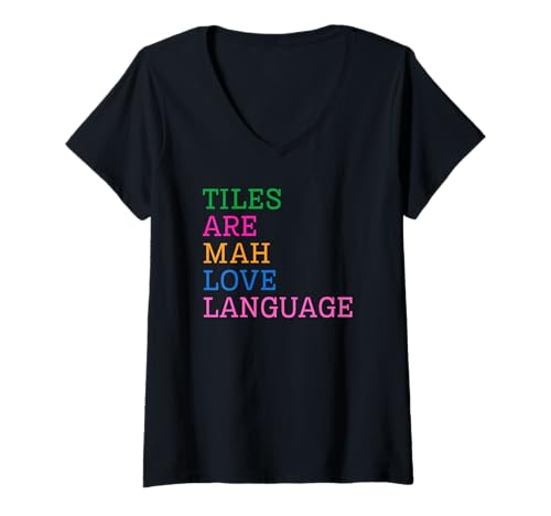 Damen Mahjong Fliesen sind Meine Liebessprache T-Shirt mit V-Ausschnitt Damen Mahjong Fliesen sind Meine Liebessprache T-Shirt mit V-Ausschnitt von Mahjong Tile Clubs