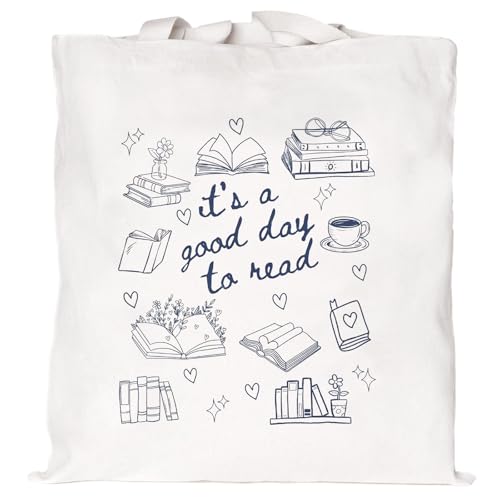 Mahrokh Buchliebhaber-Geschenke, lustige Buchgeschenke, Leinen-Buchtaschen für Frauen, niedliche Tragetasche, ästhetisch für Leser (It's A Good Day To Read) von Mahrokh