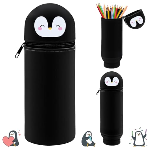 Federtasche aus Silikon, 2-in-1 Tier Stifthalter, Kawaii Federmäppchen, Stiftemappe mit Reißverschluss, Cartoon Bleistifthalter, Schlampermäppchen, für Schule, Büro, Geschenk für Schülerin von MaibaoteMbt
