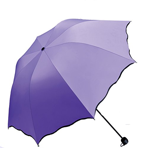 Maibar Regenschirm für Frauen UPF 50 Regenschirm UV Hand Sonnenschirme UV schutz Blume Taschenschirme (Nelke lila) von Maibar