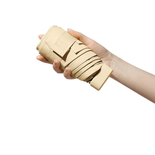 Maibar Regenschirm Sonnenschutz UPF 50 Mini Regenschirm uv schutz Tragbar Leicht Taschenschirme Klein Falten Sonnenschirm UV-beständig für Damen (Beige) von Maibar