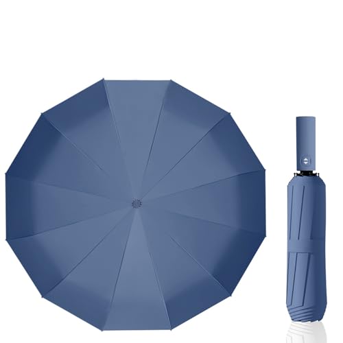 Maibar Regenschirm Winddicht Sturmfest Kompakte 24-Rippen Wasserdichter Regenschirm Falten Reise Taschenschirme für Männer und Frauen (Tiefblau) von Maibar