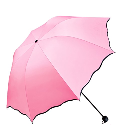 Maibar Hand Sonnenschirme UPF 50 Regenschirm UV Taschenschirme UV schutz Blume Regenschirm für Frauen (Prinzessin rosa) von Maibar