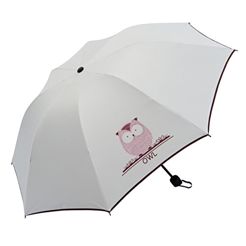 Maibar Regenschirm UV-Schutz für Damen Regenschirm UPF Taschenschirme für Damen (Eule) von Maibar