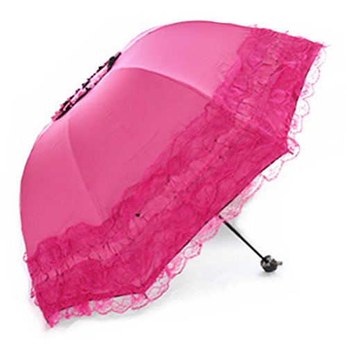 Maibar UV Sonnenschirm Damen Schmetterling UV-Schutz Spitze Regenschirme Hand Sonnenschirme UV-Schutz für Frauen (Rosa) von Maibar