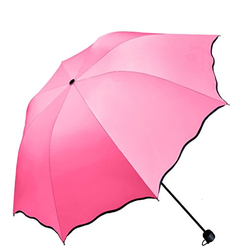 Maibar Taschenschirme UV-schutz Damen Regenschirm UV UPF 50 Hand Sonnenschirme Blume Regenschirm für Frauen (Rose rot) von Maibar