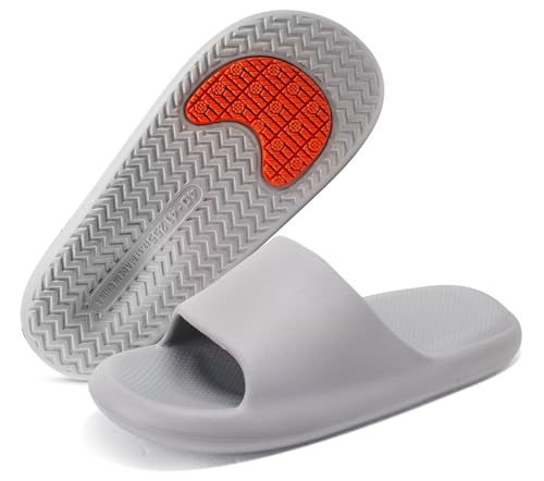 Maibloln Rutschfeste Duschpantoffeln, schnelltrocknend, bequeme Haus-Sandalen, leichte Badschuhe mit rutschfester Lauffläche, für Innenbereich, Badezimmer, Schlafsaal, Pool, Schwimmen, Strand, GRAU von Maibloln