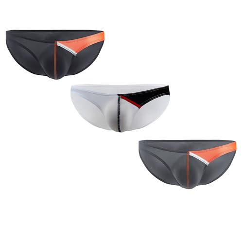 Maiclaice 3Pack Herren Eisseide Low Waist Bikini Slip Seide Underwear Unterwäsche Schwarz Weiß Grau XX-Large von Maiclaice