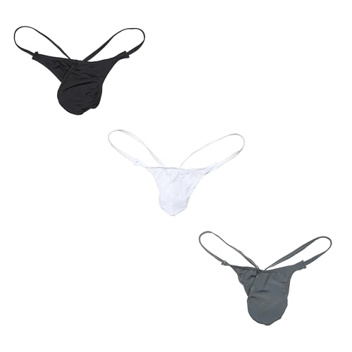 Maiclaice 3Pack Herren Eisseide Tanga Low Waist Bikini Slip UnterwäscheSchwarz Weiß GrauX-Large von Maiclaice