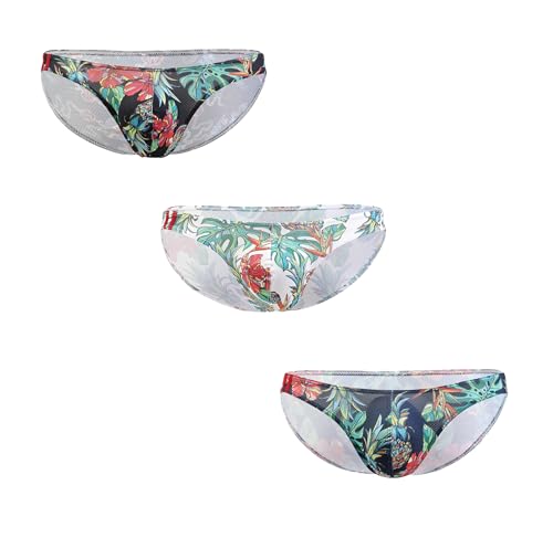Maiclaice 3Pack Herren Elastan Lightweight Low Waist Glatt Slim Fit Bikini Slip Unterwäsche Schwarz Weiß Dunkelblau Mittel von Maiclaice
