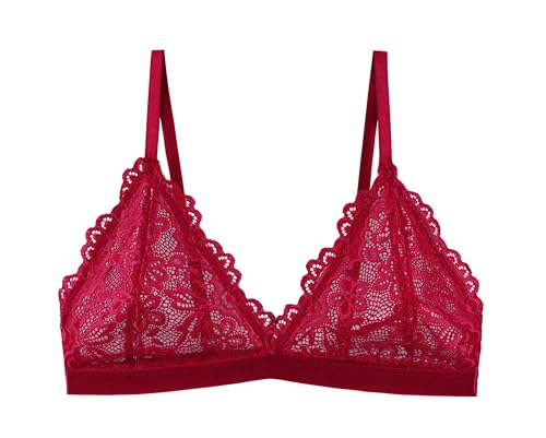 Maiclaice Damen Spitze BH Sexy Ohne Bügel Push Up Bralette Ohne Polsterung Büstenhalter Rot klein Maiclaice Damen Spitze BH Sexy Ohne Bügel Push Up Bralette Ohne Polsterung Büstenhalter Rot klein von Maiclaice