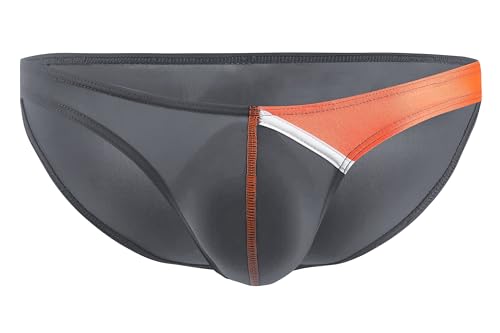 Maiclaice Herren Briefs Eisseide Low Waist Bikini Ice Silk Slip Flexibilität Unterwäsche Grau Mittel von Maiclaice