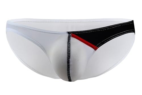 Maiclaice Herren Eisseide Glatt Low Waist Briefs Bikini T-Rücken Slip Unterwäsche Weiß XX-Large von Maiclaice