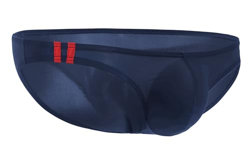 Maiclaice Herren Eisseide Glatt Low Waist Briefs Soft Bikini Slim Fit Slips Unterwäsche Dunkelblau X-Large von Maiclaice