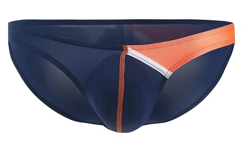 Maiclaice Herren Eisseide Low Waist Bikini Slip Ice Silk Reizwäsche Unterwäsche Dunkelblau X-Large von Maiclaice