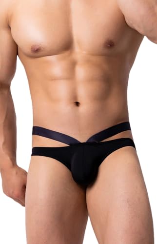 Maiclaice Herren Eisseide Low Waist Bikini Slip Unterwäsche Schwarz XX-Large von Maiclaice