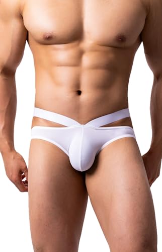 Maiclaice Herren Eisseide Low Waist Bikini Slip Unterwäsche Weiß Groß von Maiclaice