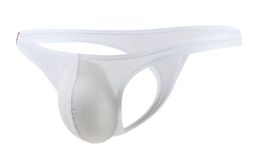 Maiclaice Herren Eisseide Tanga Briefs Seide Lightweight Low Waist T-Rücken Bikini Soft Slip Unterwäsche Weiß XX-Large von Maiclaice
