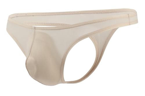 Maiclaice Herren Eisseide Tanga Ice Silk Low Waist Sport T-Rücken Solid Bikini Glatt Slips Unterwäsche Hautfarbe X-Large von Maiclaice