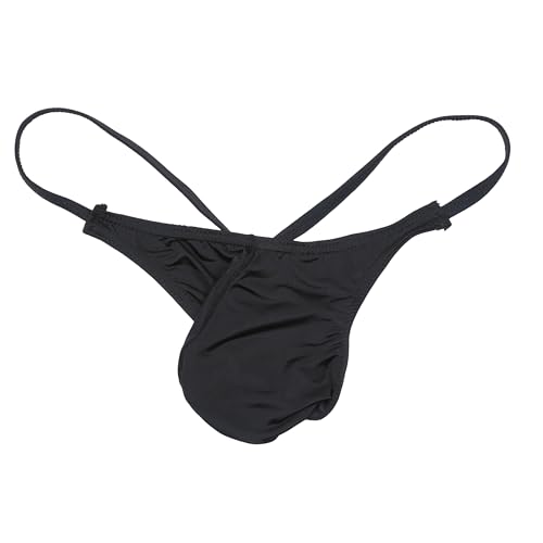Maiclaice Herren Eisseide Tanga Low Waist Bikini Slip Unterwäsche Schwarz X-Large von Maiclaice