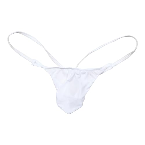 Maiclaice Herren Eisseide Tanga Low Waist Bikini Slip Unterwäsche Weiß Mittel von Maiclaice