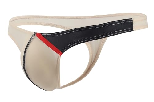 Maiclaice Herren Eisseide Tanga Low Waist Bikini Sport T-Rücken Slip Gsting Unterwäsche Hautfarbe Mittel von Maiclaice